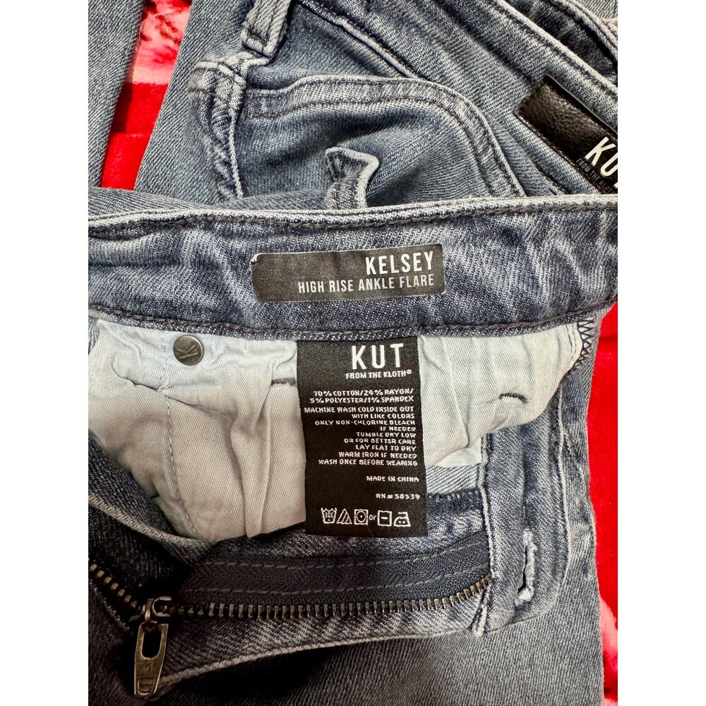 KUT Flare Ankle Jeans Gray Women's 4 Raw Hem Y2K Boho Soft Grunge Alt Edgy Rock - Picture 7 of 16